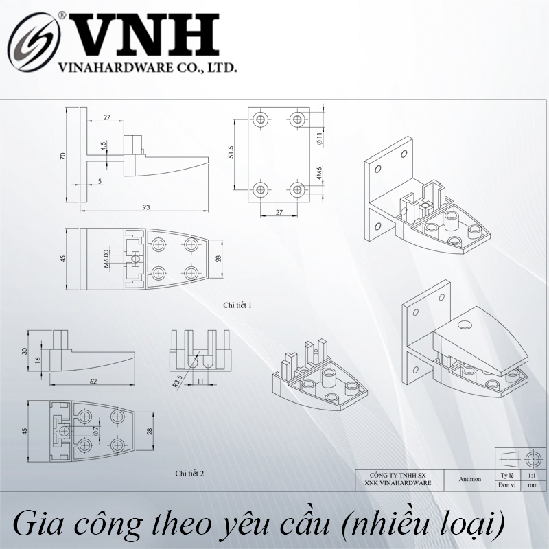 Pas kẹp kính giữa có chân - H100T