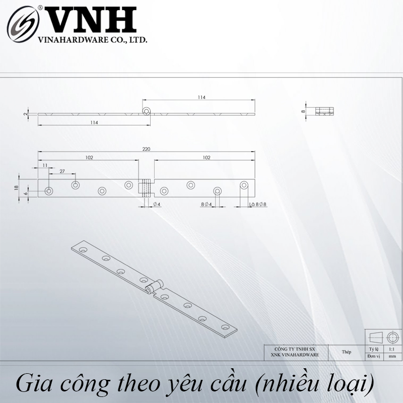 Bản lề lá hai mảnh 110*18*2mm - H1299