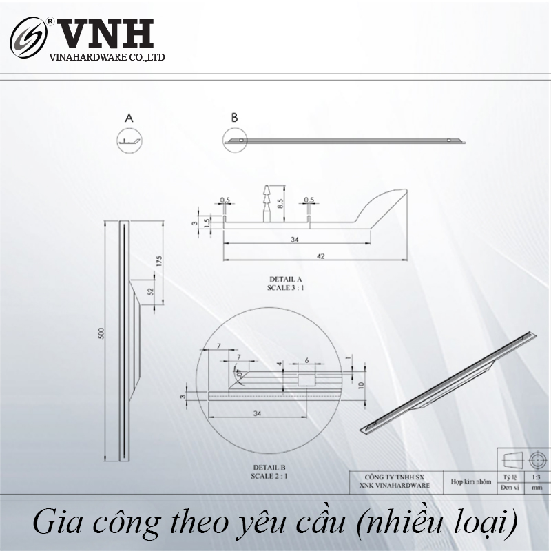 Tay nắm hợp kim nhôm nhẹ, màu vàng đồng-HD0401Y2400