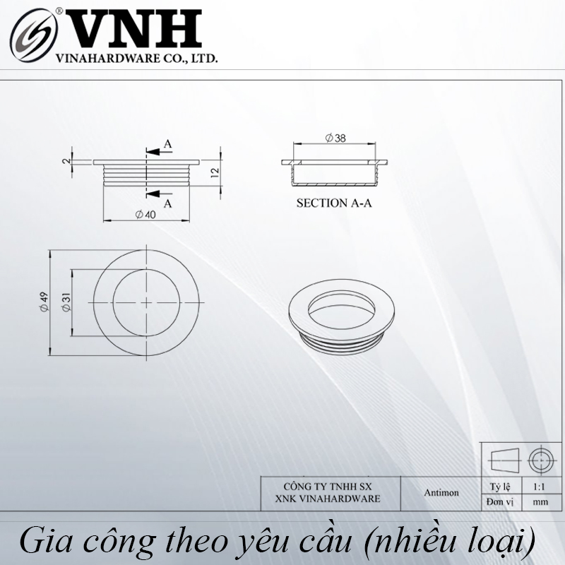 Tay nắm âm tròn - HD0406T54