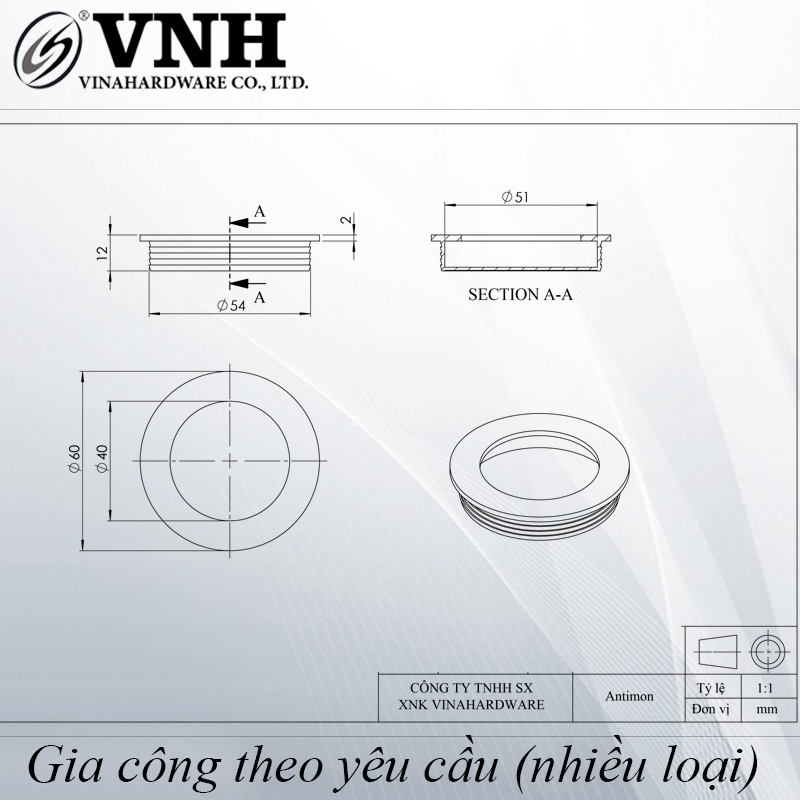 Tay nắm âm tròn - HD0406T54