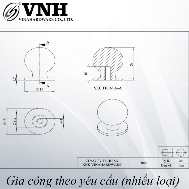 Tay nắm tủ loại Gù bi màu trắng HD1010I (cái)-HD1010I