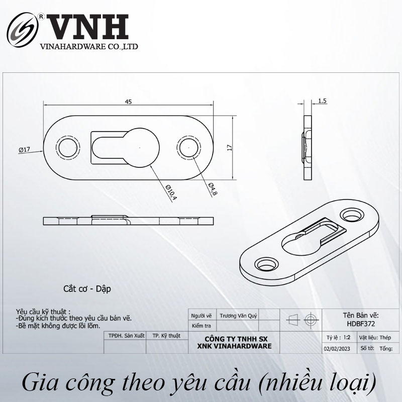 Pat (bas) sắt móc treo, xi mạ kẽm 45x17mm - P9828