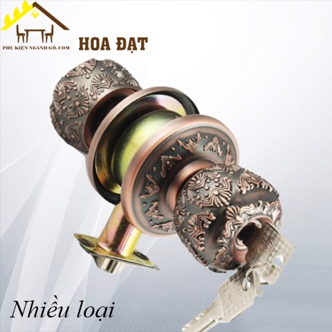 Khóa cửa núm tròn hoa văn nâu cổ điển/ Knob door lock SP000057