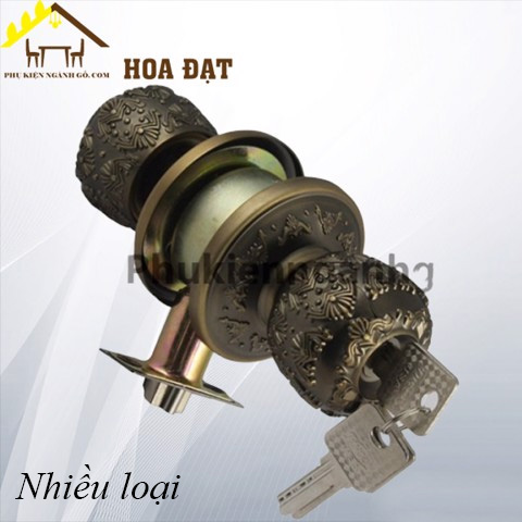 Khóa cửa núm tròn hoa văn nâu cổ điển/ Knob door lock SP000058