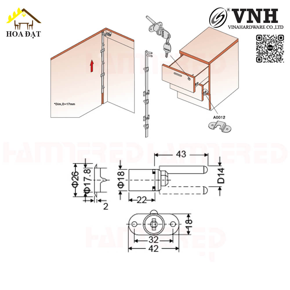 Khoá 3 ngăn Hamered KT3027-KT3027