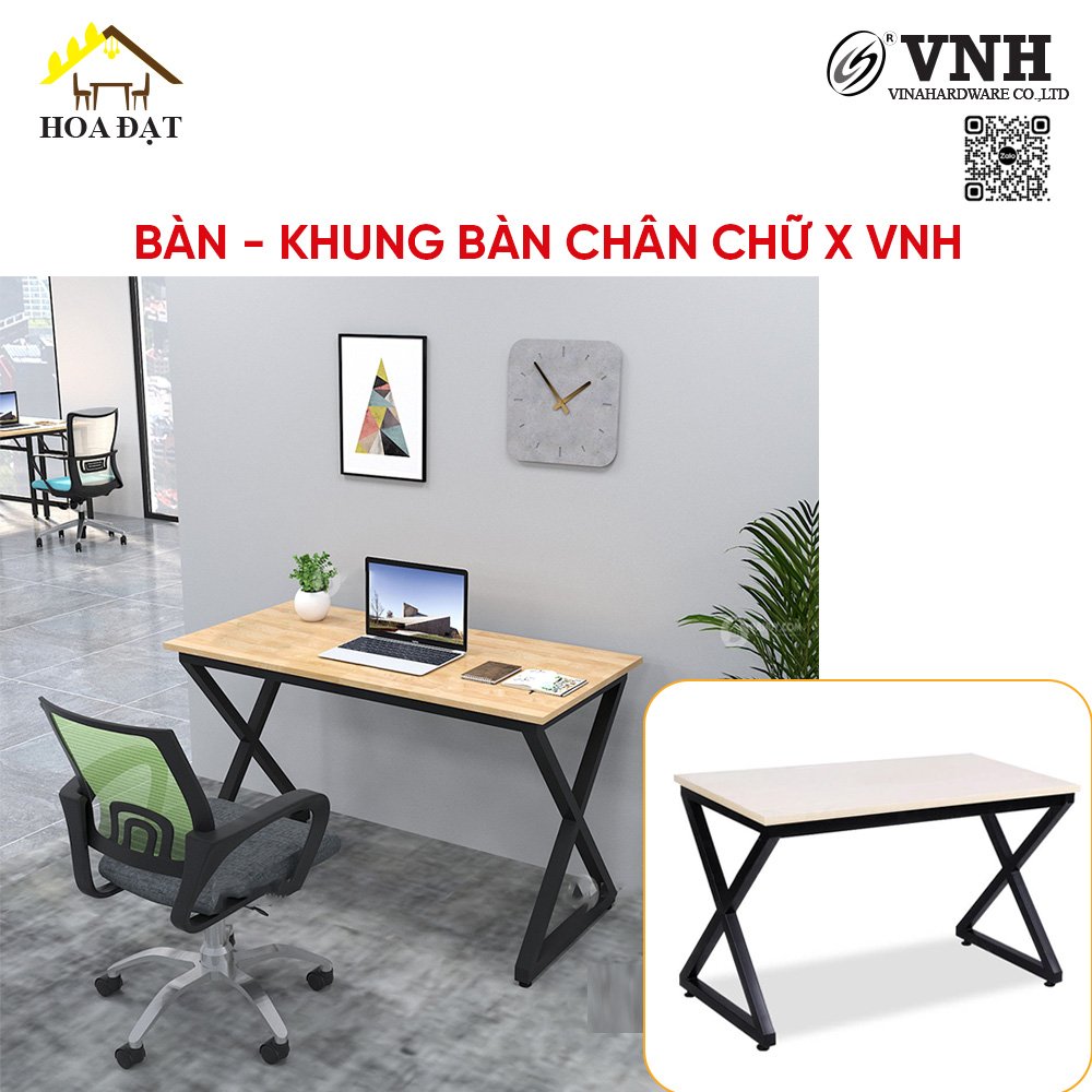 Khung chân chữ X 930x440x730 mm, thanh giằng 20x40mm, màu đen VINA001232D