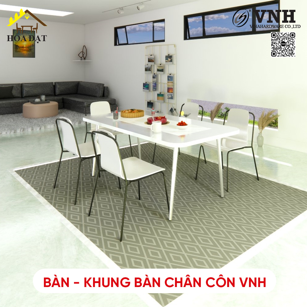 Bộ khung bàn chân côn, sơn trắng - VNH1200600T