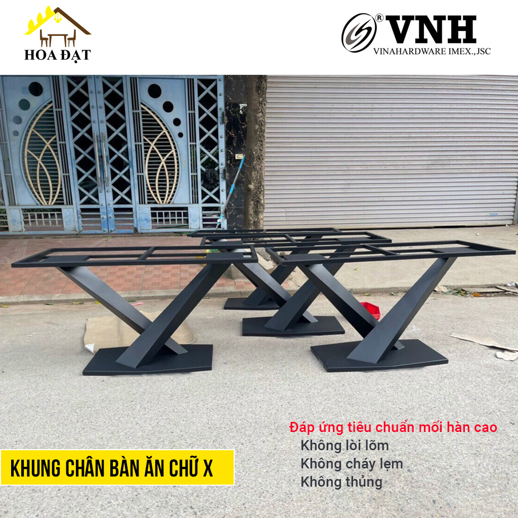 Khung bàn ăn mặt đá 1400x800x780mm, chân sơn đen - VNH148078