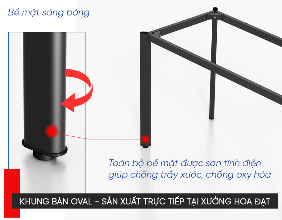 Khung bàn tháo ráp oval, sơn đen/ sơn trắng tĩnh điện