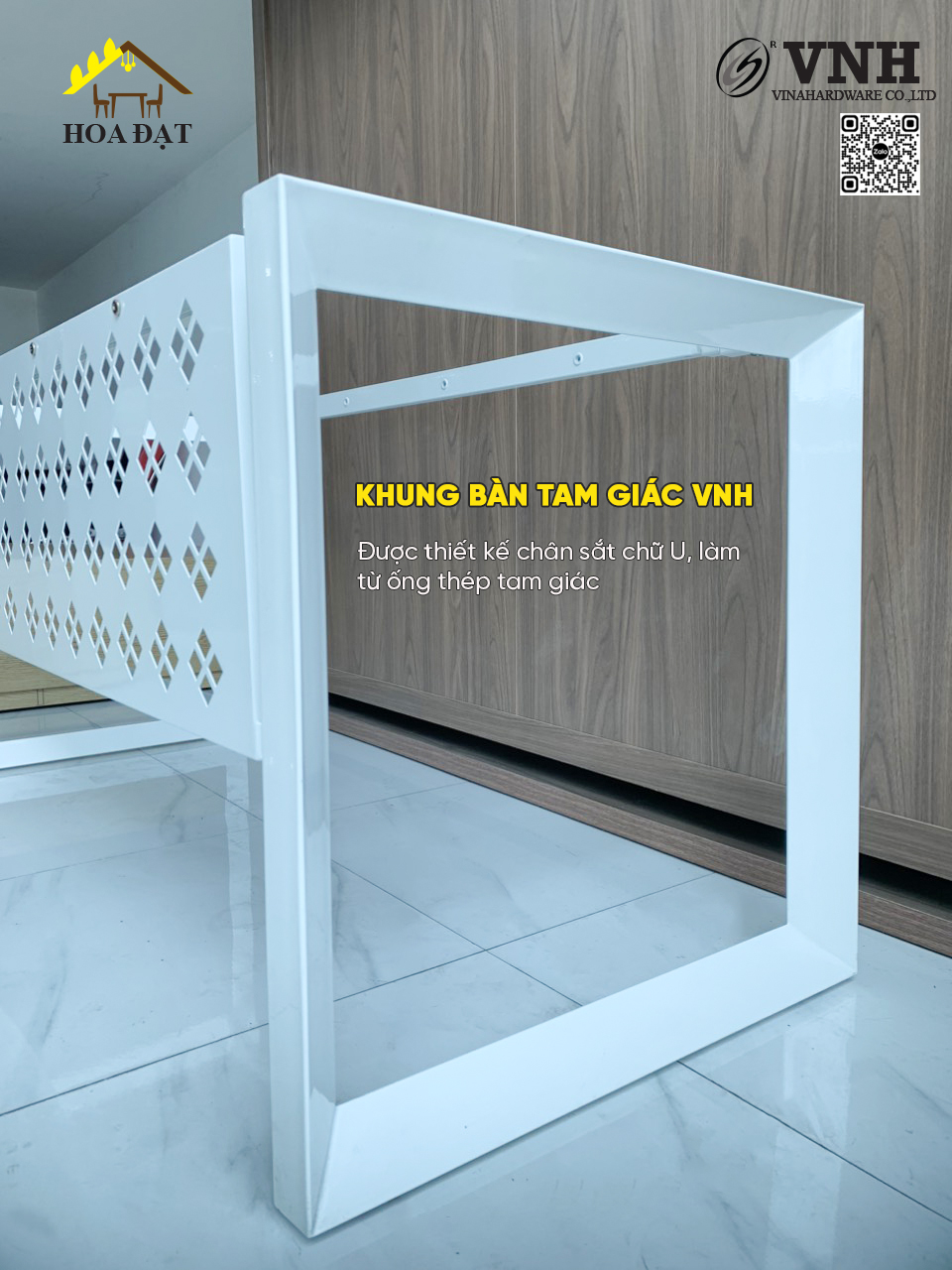 Khung bàn sắt chân tam giác, sơn trắng - VNH700750T