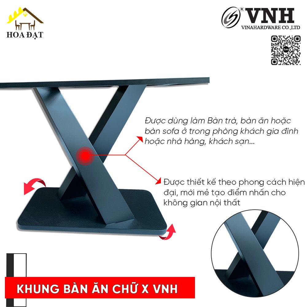 Khung bàn ăn mặt đá 1400x800x780mm, chân sơn đen - VNH148078