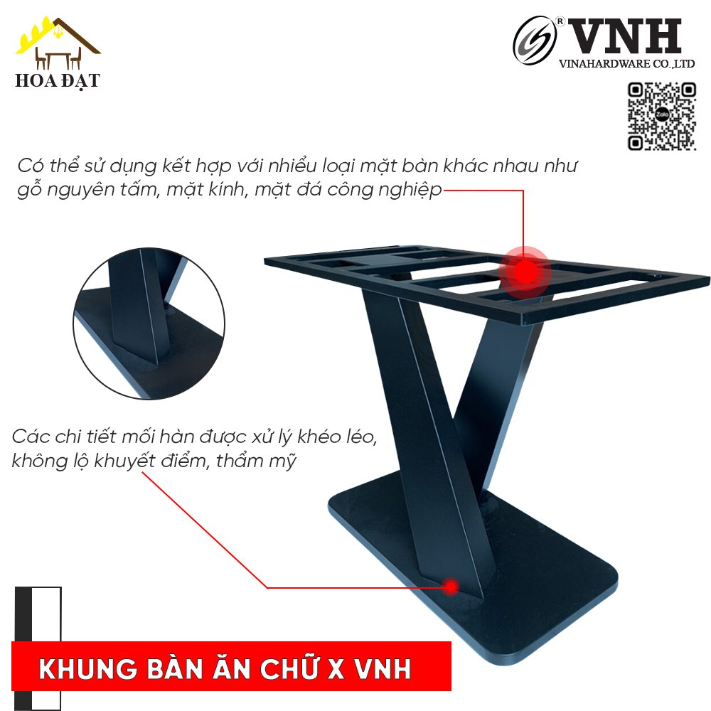 Khung bàn ăn mặt đá 1400x800x780mm, chân sơn đen - VNH148078