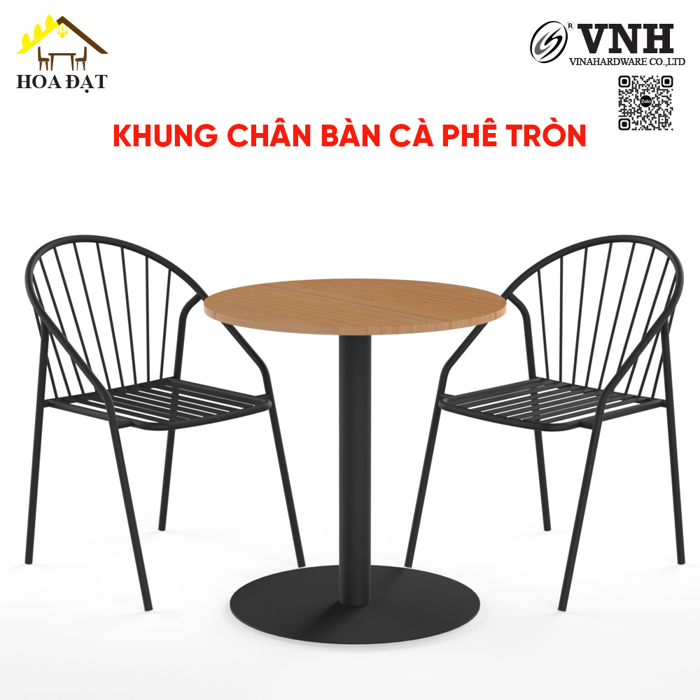 Khung chân bàn cà phê tròn 300x200x730mm, sơn đen mờ - VNH300200720