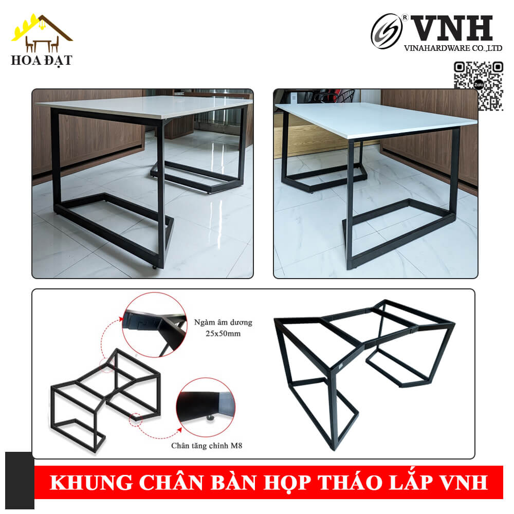 Khung chân bàn họp tháo lắp, dùng ngàm âm dương, sơn đen mờ - VNH1320845