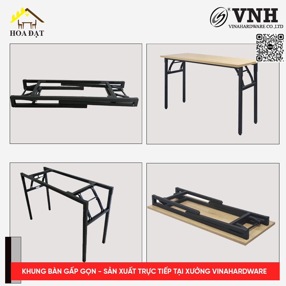 Khung bàn gấp xếp gọn, sắt hộp 30mm VNH