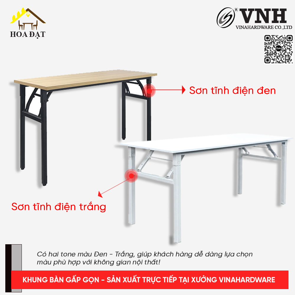 Khung bàn gấp xếp gọn, sắt hộp 30mm VNH