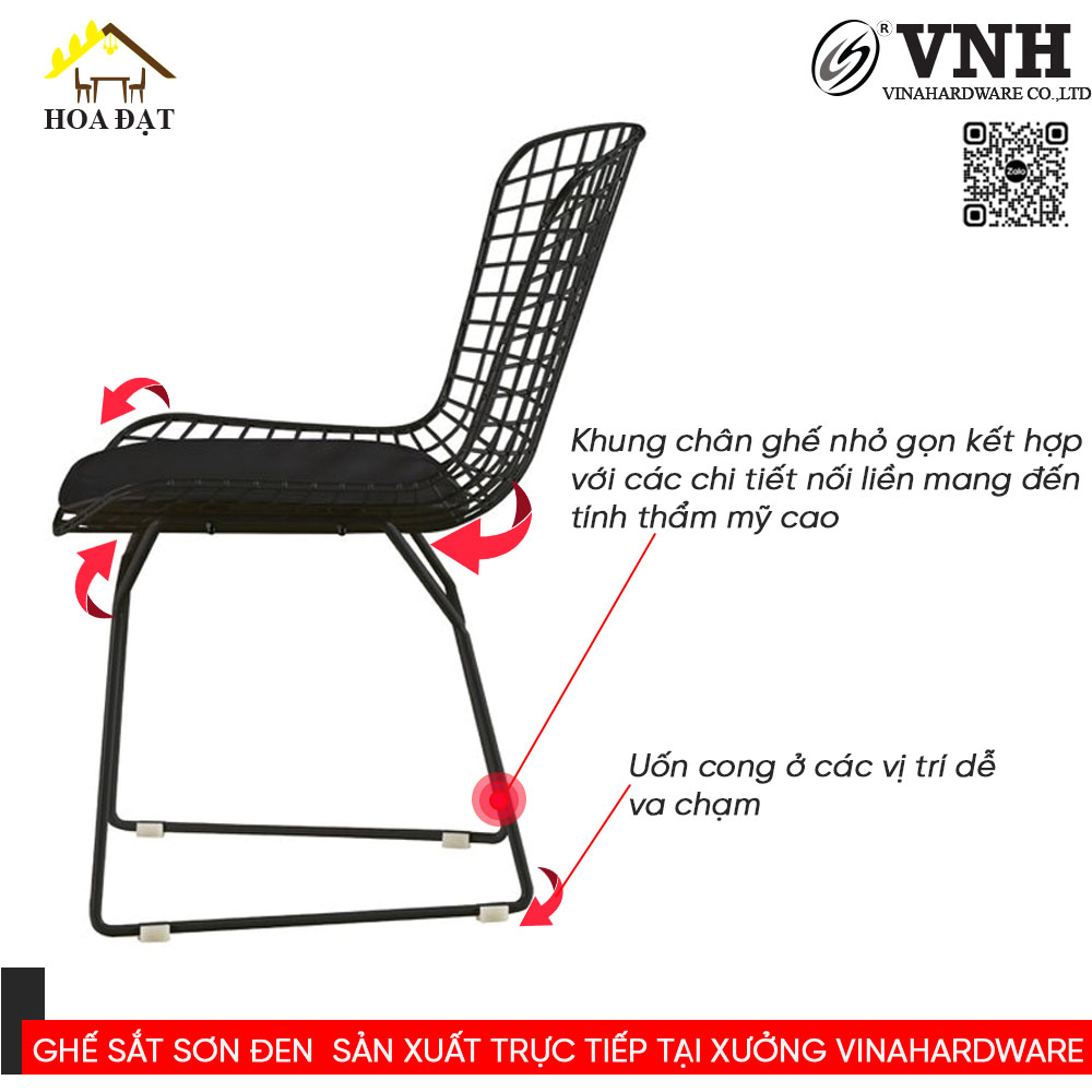 Khung ghế sắt sơn đen - VNH12622