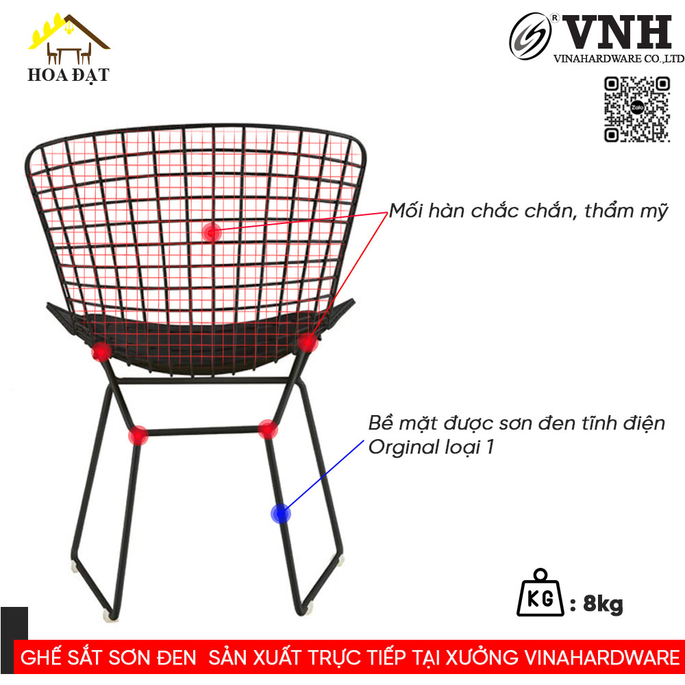 Khung ghế sắt sơn đen - VNH12622