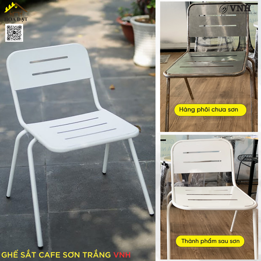 Ghế sắt cafe, sơn trắng - VNH03039C