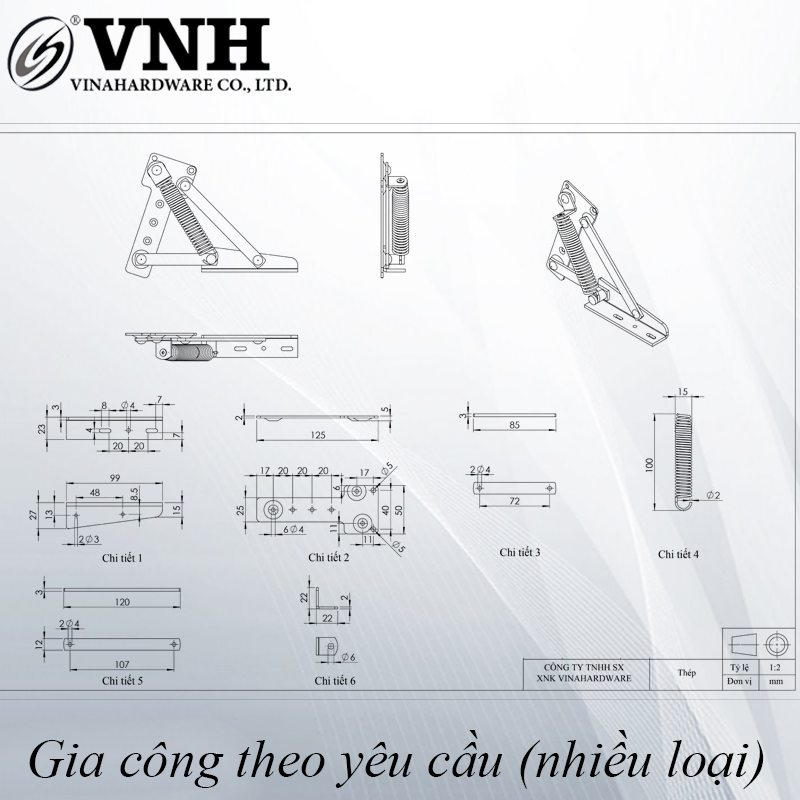 Bản lề kiểu tay nâng đa năng mặt giường ghế sofa cửa tủ LD937Z22