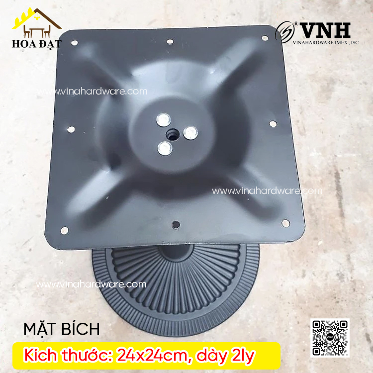 Mặt bích bàn vuông - Bas đỡ mặt bàn sắt cà phê, sơn đen  - 240x240mm - VNH400700B1