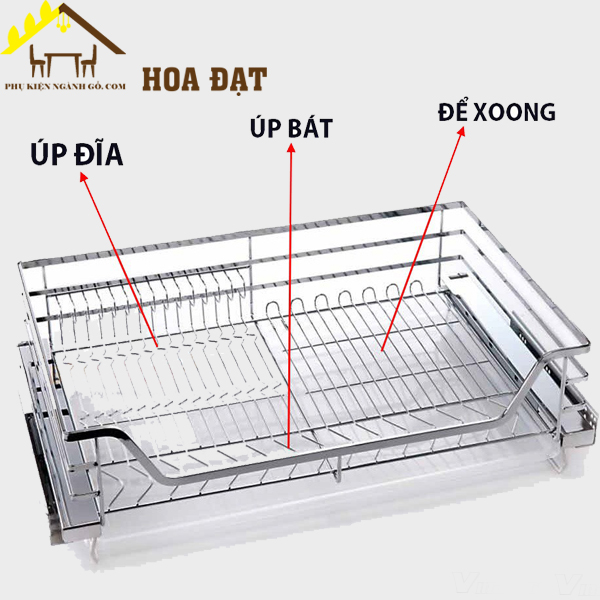 Giá xoong nồi bát đĩa đa năng Inox 304 cao cấp ray trượt âm tủ SP000084 (nhiều kích thước)