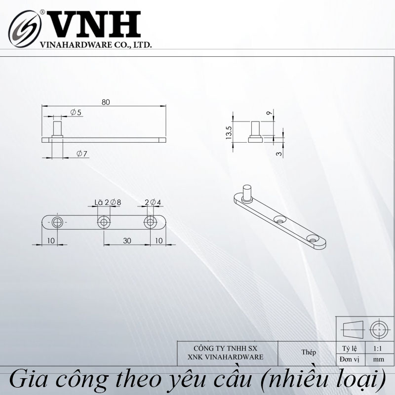 Pat chốt P0980 xi nikel (80x9x3.5)mm VNH