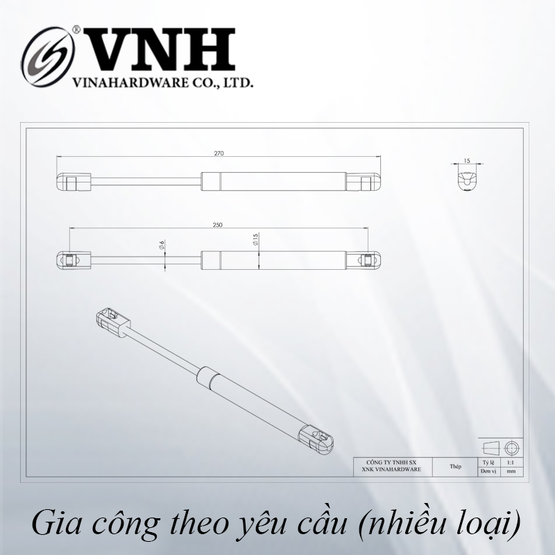 Ben hơi dài 270mm, đầu nhựa