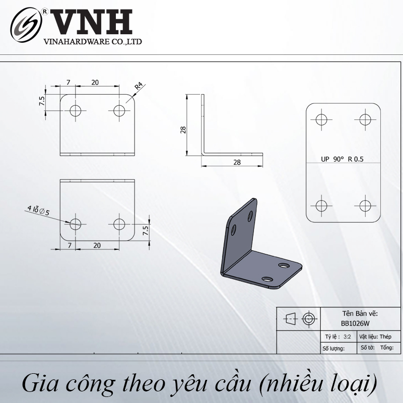 Pat ( Bas) sắt bốn lỗ, xi trắng xanh-P3530