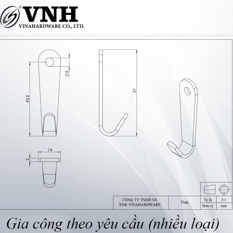 Pat (bas) sắt móc treo xi trắng VNH P4556