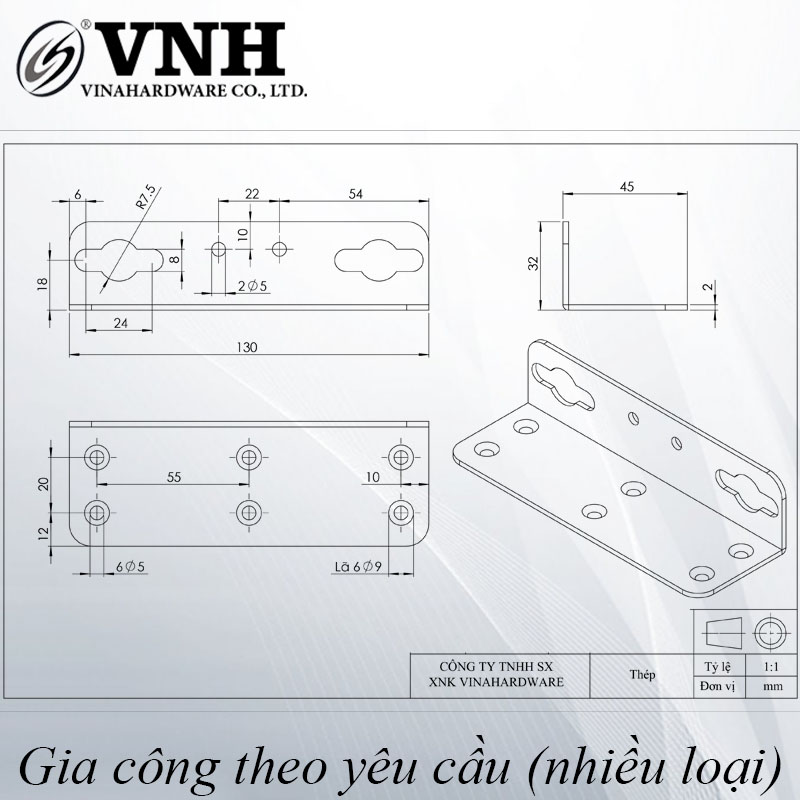 Pát giường 130x45x31mm dày 2mm bảy màu P8297S130