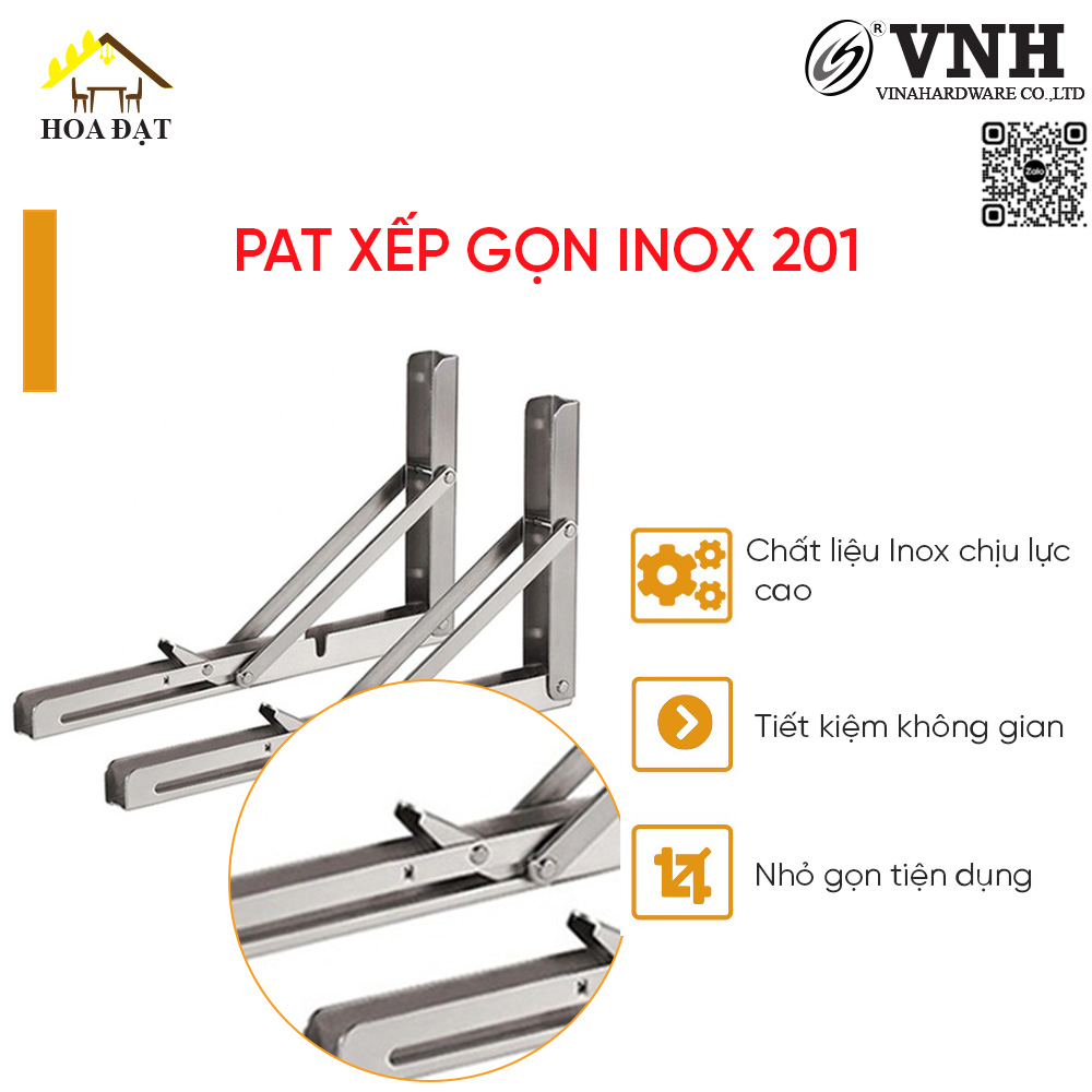 Pat ( bas) xếp gọn inox 201 300mm (12 inch) - Giá đỡ kệ - P45I12-P45I12