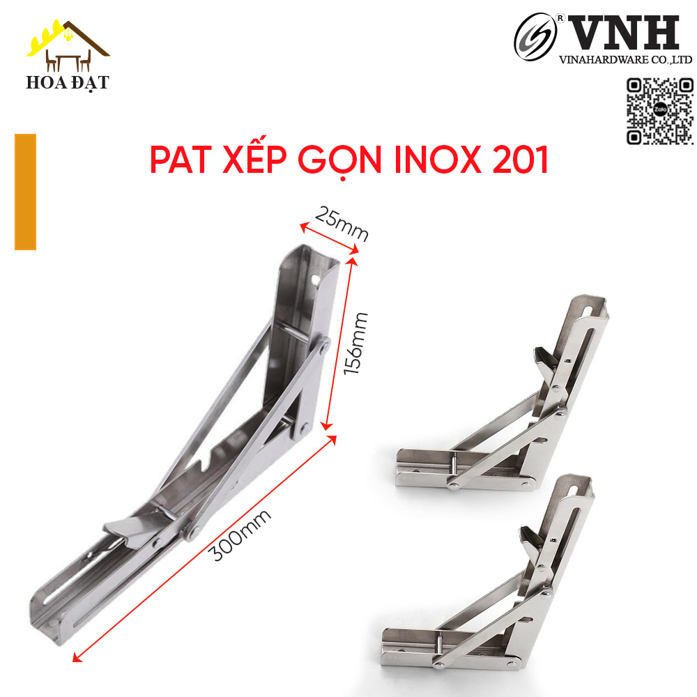 Pat ( bas) xếp gọn inox 201 300mm (12 inch) - Giá đỡ kệ - P45I12-P45I12