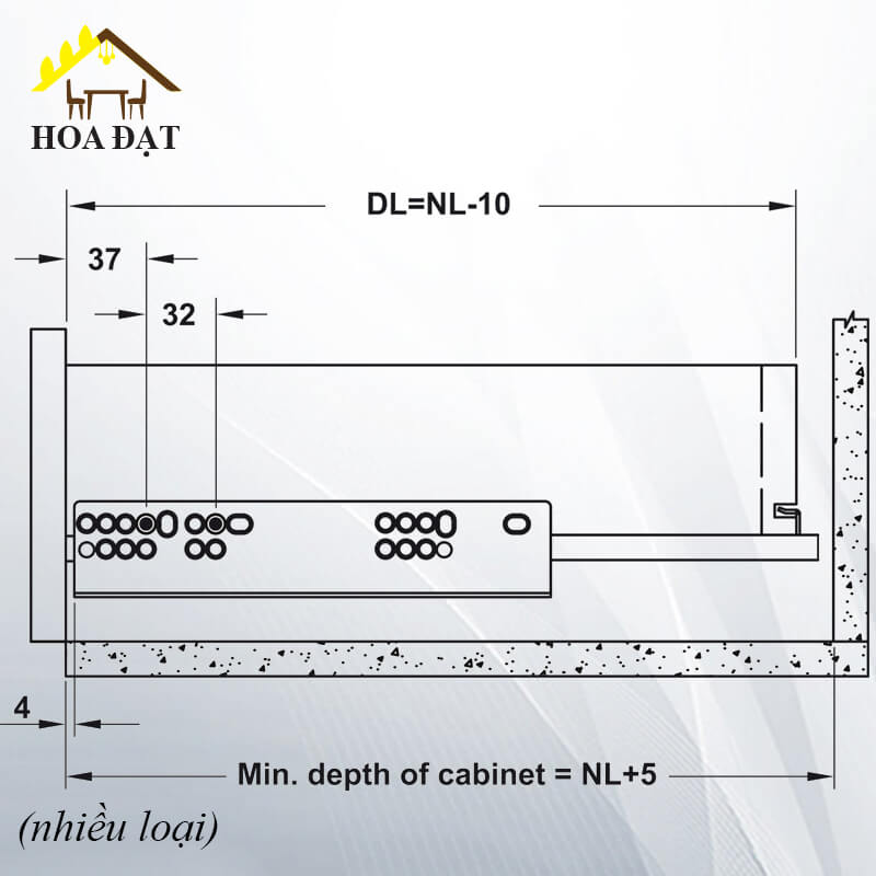 Ray âm giảm chấn 2 tầng, có khóa-UDS0247250LZ1