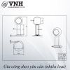 Pat (bas) đỡ thanh treo quần áo Vinahardware phi 25mm, inox 201, loại rỗng - RES025I