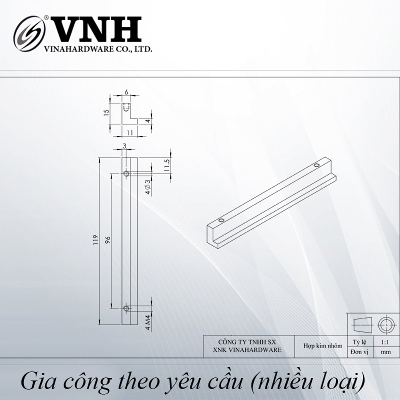 Tay nắm chữ T, màu nhôm-HD3865D64