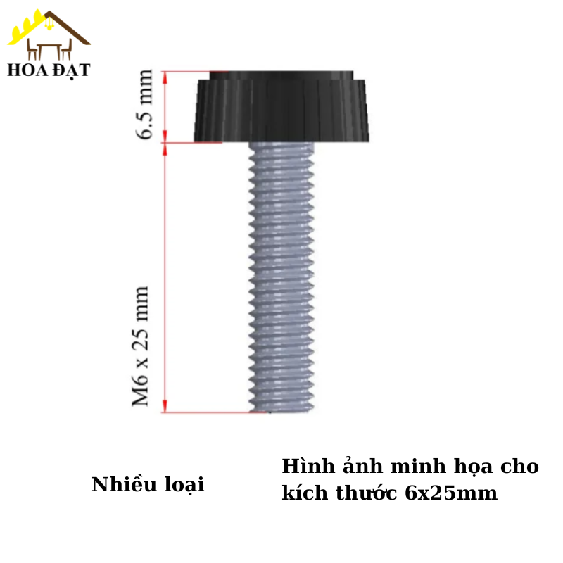 Chỉnh chân bàn 1 vạch M6, màu đen - HDSB297