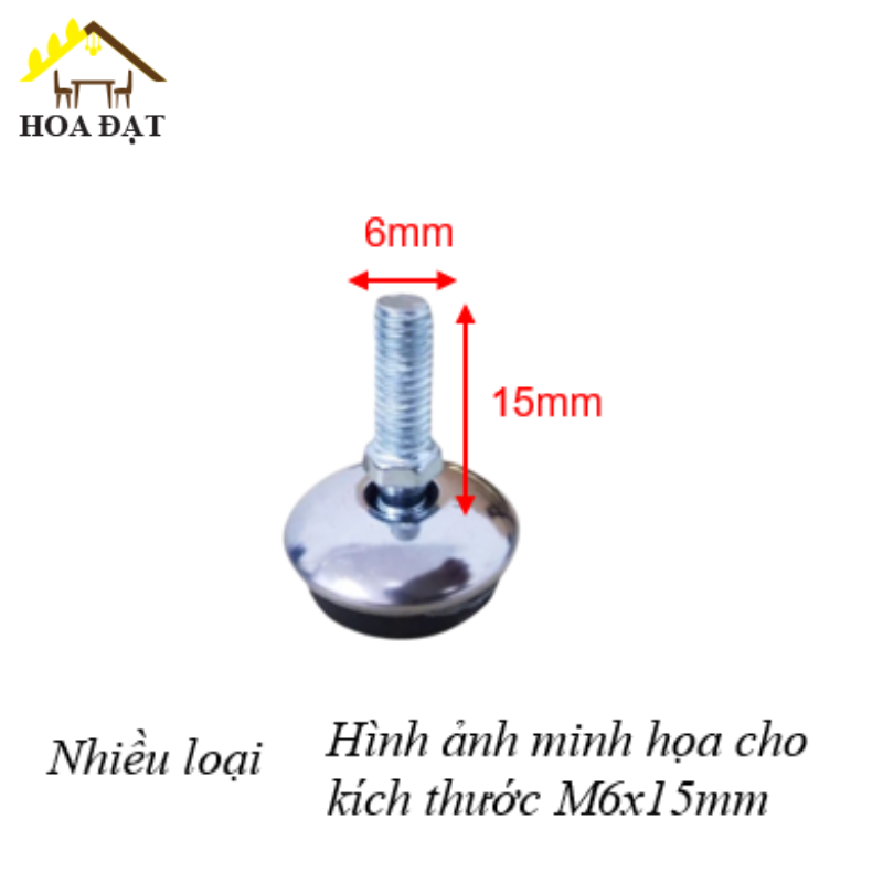 Chỉnh chân bàn đế inox 15x32, bulong xoay tròn 8x20 VNH TA1035I-TA1035I