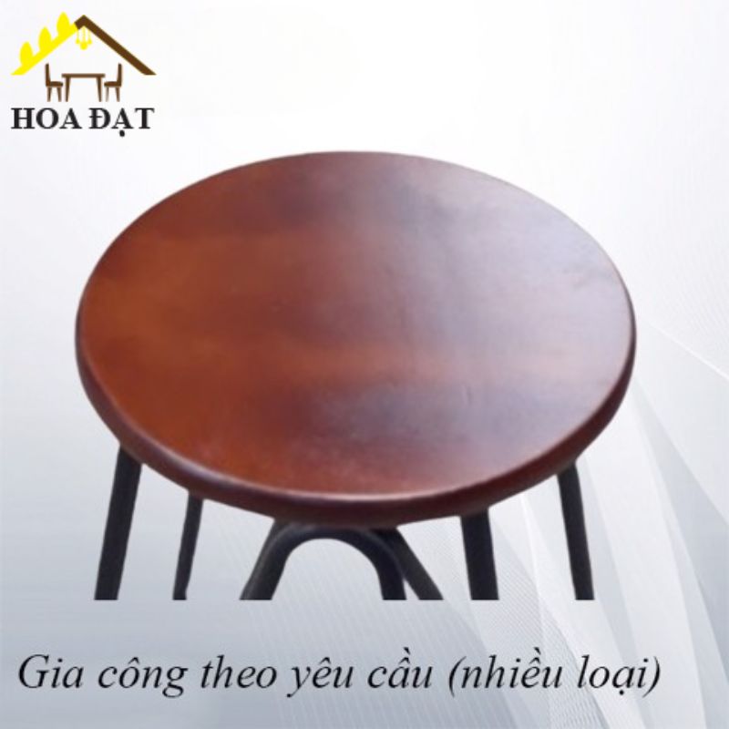 Mặt ghế ván cao su tròn, bo cạnh, phủ bóng PU nâu - VNH280PUN