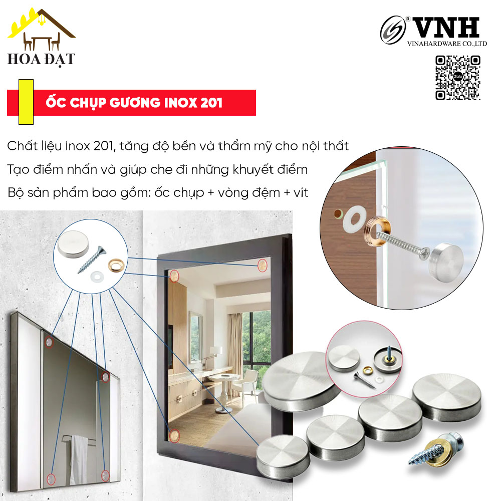 Ốc chụp gương inox 201 mờ-CS16Z3