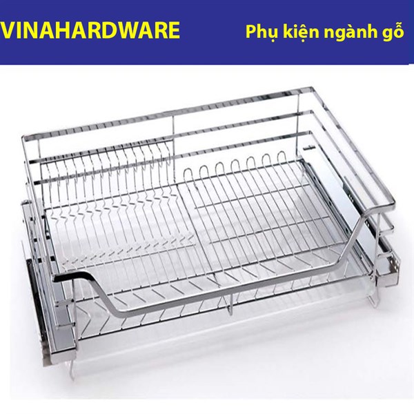 Giá xoong nồi bát đĩa đa năng Inox 304 cao cấp ray trượt âm tủ rộng 900mm VNR84R900