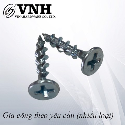 Vít gỗ đầu bằng răng thưa M4, màu trắng