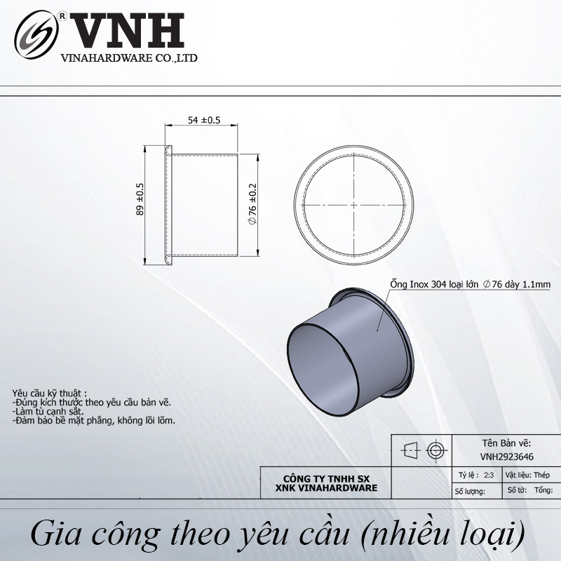 Ống inox 304 loại lớn 76mm VNH2923646