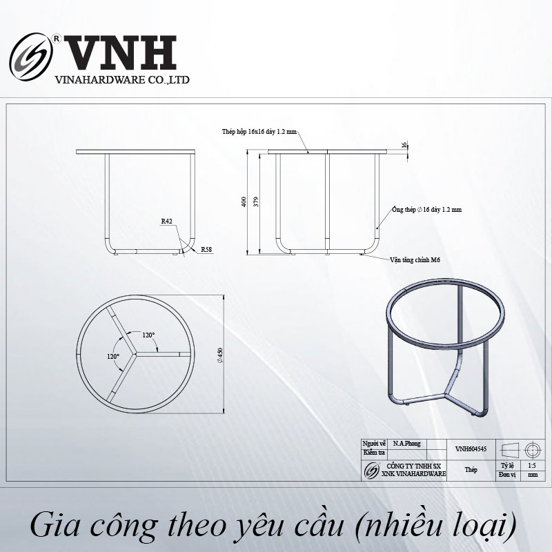 Bộ khung bàn đôi bàn trà, decor, 600x450mm - 450x400mm - VNH604545