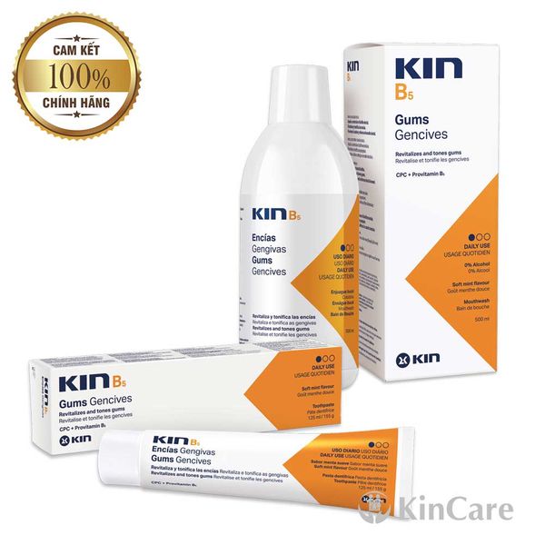 Combo kem đánh răng và nước súc miệng Kin B5 500ml