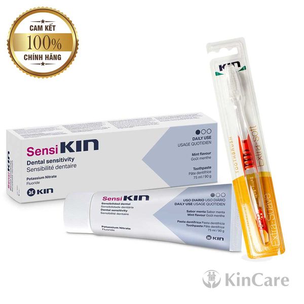 Combo kem đánh răng SensiKin và bàn chải răng Kin ExtraSoft