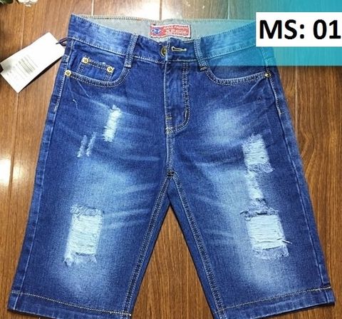 Quần short jean nam rách mạnh