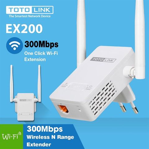  Bộ kích sóng Repeater Wifi TotoLink EX200 Chuẩn tốc độ 300Mbps 