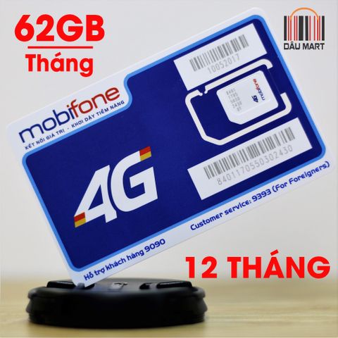  SIM 4G Mobifone Trọn Gói 1 Năm Với 62GB/tháng 